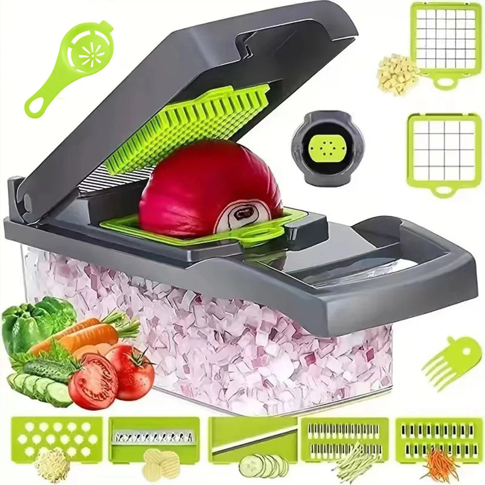 16 IN1 Mandoline Slicer Veggie Food Chopper Vegetable Cutter Tomato Carrot Grater Cheese French Onion Shredders Kitchen Tool