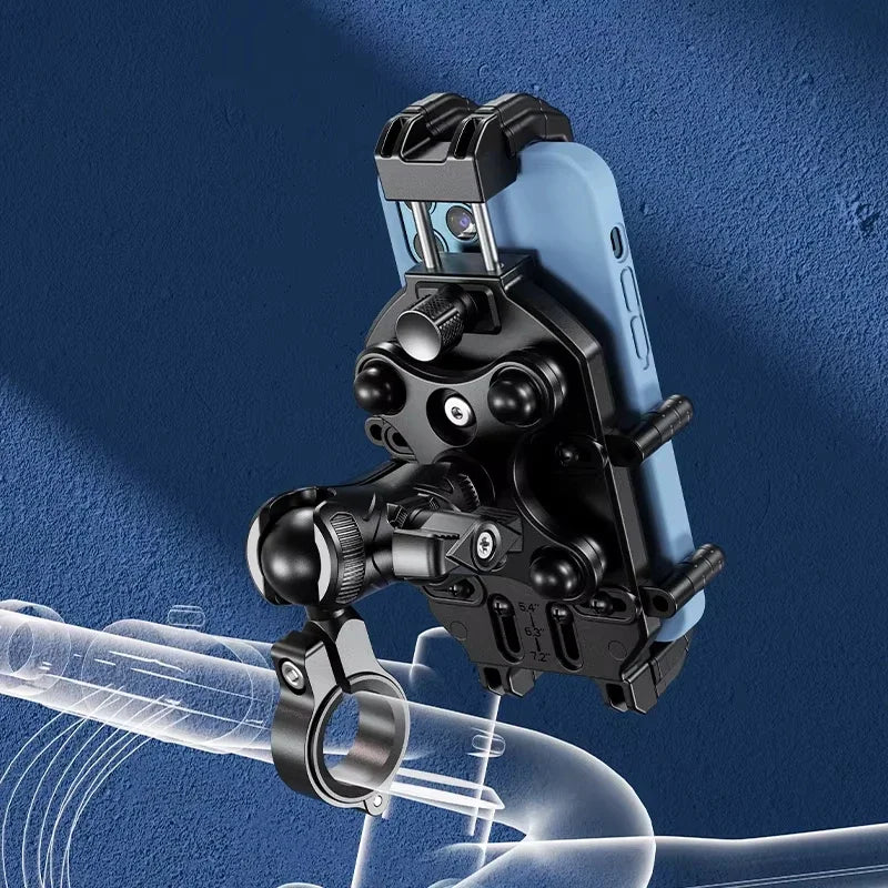 Motorcycle Phone Mount with 15W Wireless Charger | 30W USB-C Charger | Anti-Theft Handlebar Holder for IPhone Android Phones