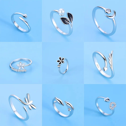 Hot 925 Sterling Silver Ring AAA Zircon Adjustable Simplicity Fashion Exquisite Women Jewelry Accessories Wedding Party Gift